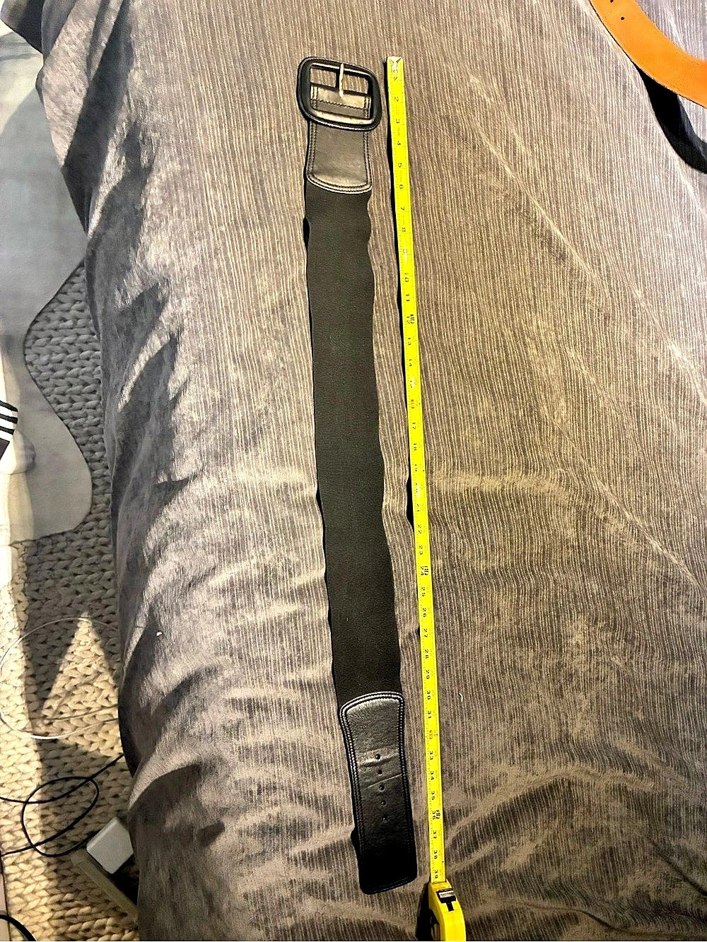 Leather Belt in Black & gold